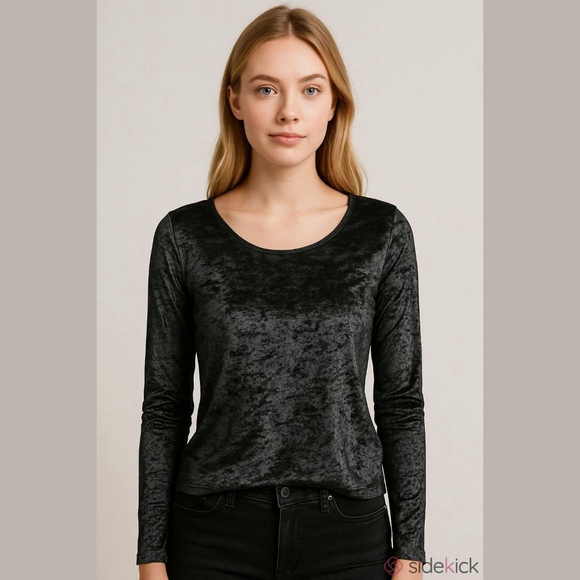 air play sports Tops - Women's M Black Velour Long Sleeve Top